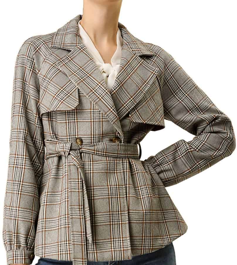 Allegra K Plaid Work Jacket 