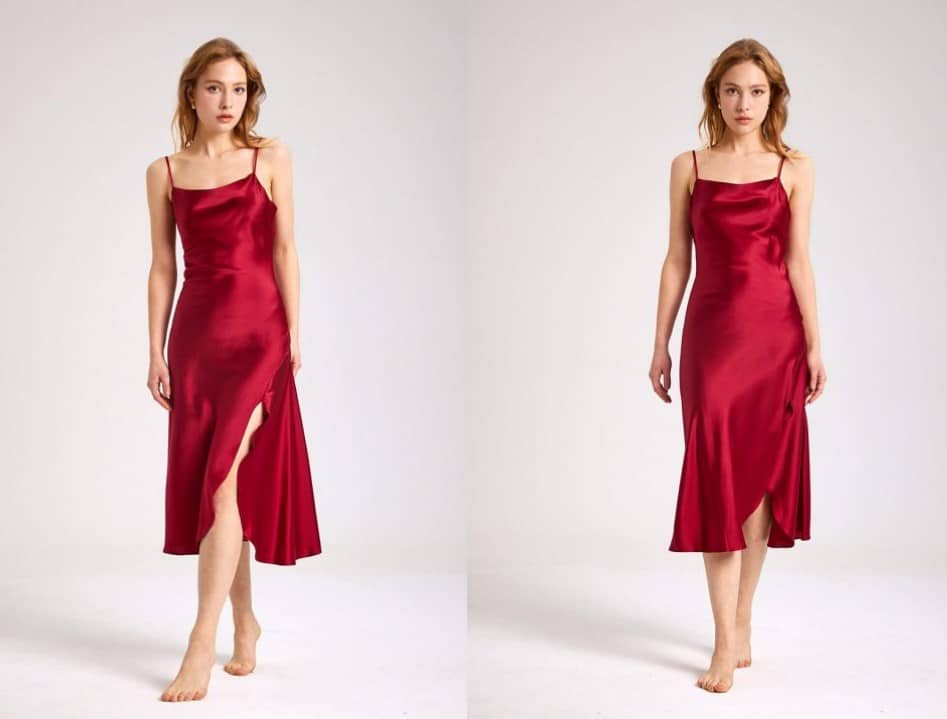 Red Desire Slit Bias Cut Silk Slip Dress