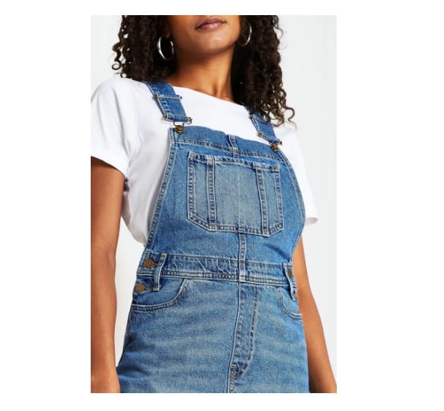 River Island Denim Pinafore Dress