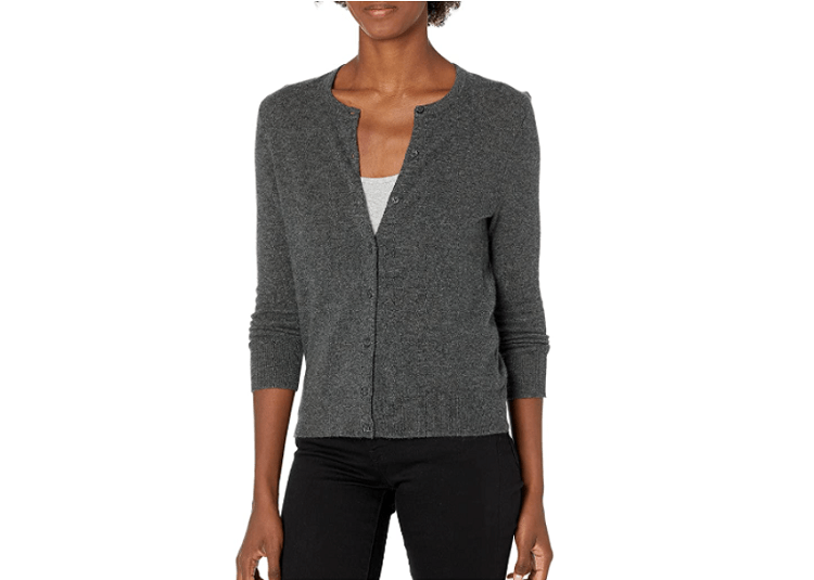 Lark & Ro Women's Cashmere Crewneck Cardigan