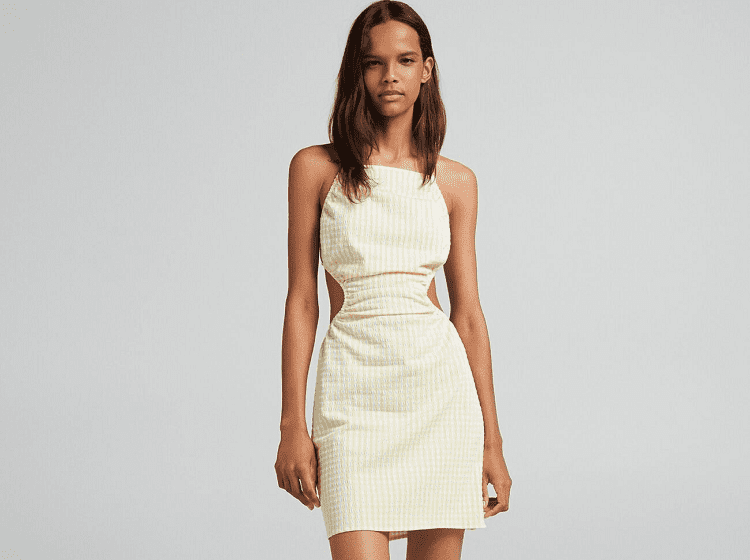 Gingham Dress with Back vent and Straps by Bershka