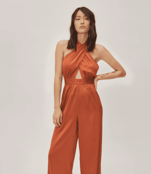 Nasty Gal Recycled Satin Halter Wide Leg Jumpsuit