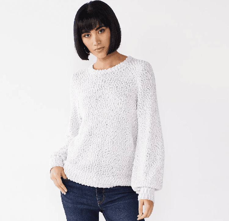 Nine West Crewneck Balloon Sleeve Sweater