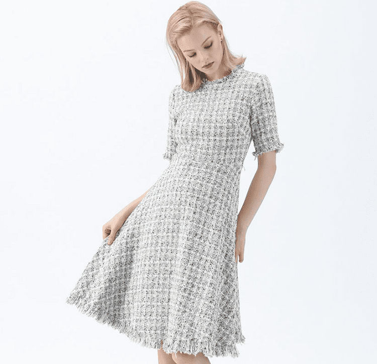 Textured Tweed Midi Dress by Chicwish