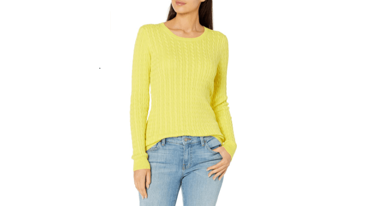 Amazon Essentials Women's Lightweight Long-Sleeve Cable Crewneck Sweater