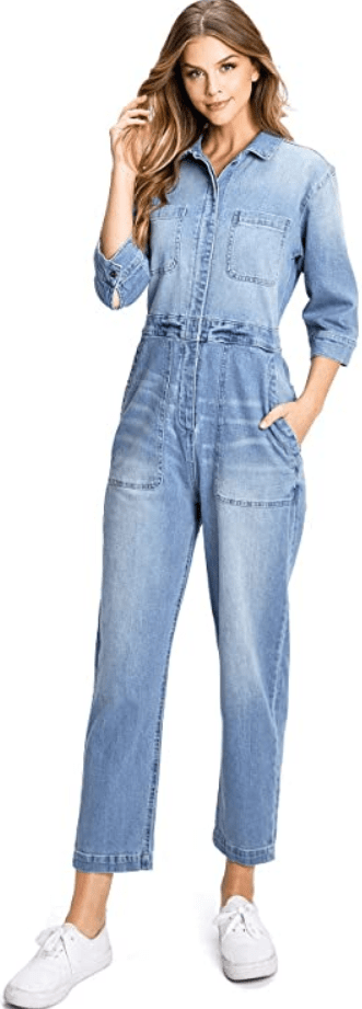 Celebrity Pink Women's Juniors Denim Coverall Aviator Jumpsuit