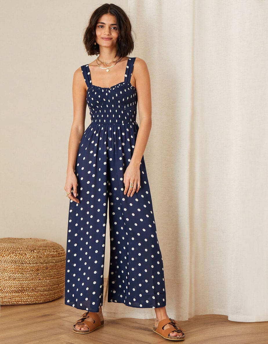 Hector Polka Dot Jumpsuit Blue