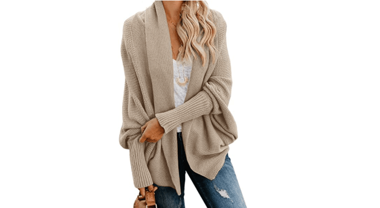 Imily Bela Women's Kimono Batwing Cable Knitted Slouchy Oversized Wrap Cardigan Sweater