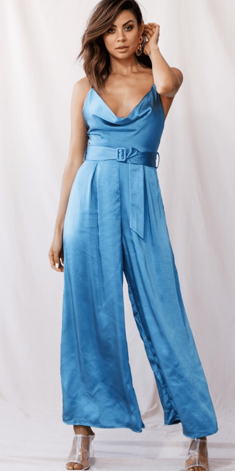 Mali Wide Leg Belted Jumpsuit Midnight Blue