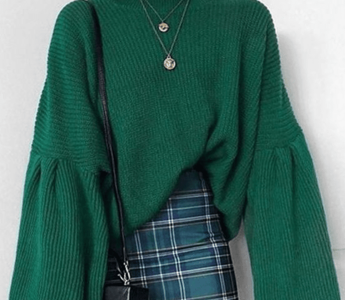 Sweater skirt paired with a sweater on top