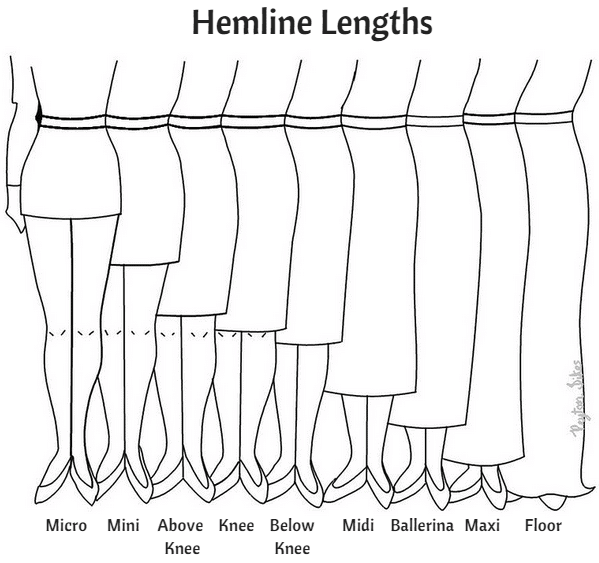 Tricky Hem Lengths: The Midi and Ballerina – | Fashion vocabulary, Fashion drawing, Fashion design clothes