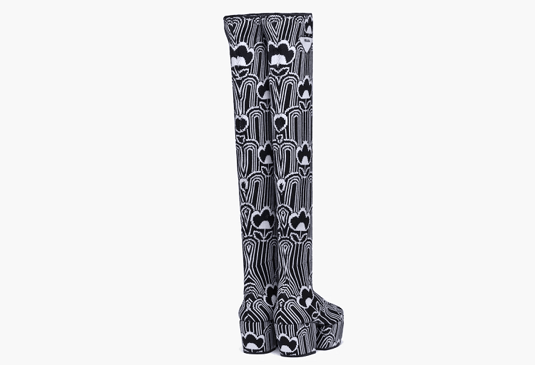 Jacquard Knit Over-The-Knee Platform Boots