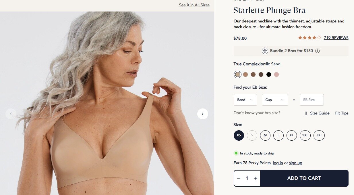 the Starlette Plunge Bra from Evelyn and Bobbie.