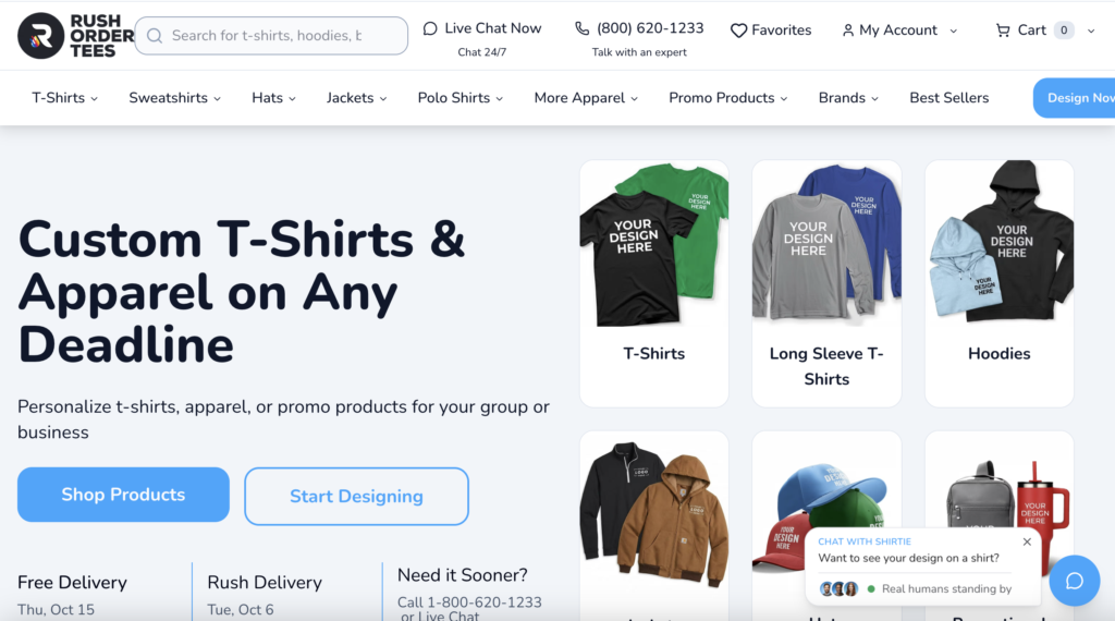 RushOrderTees Custom T-Shirts & Apparel on Any Deadline
