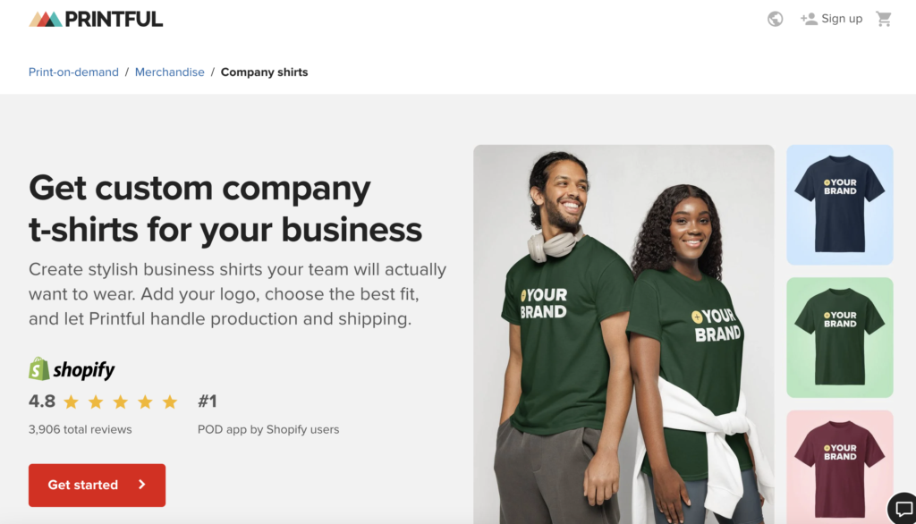 Printful: Get custom company t‑shirts for your business