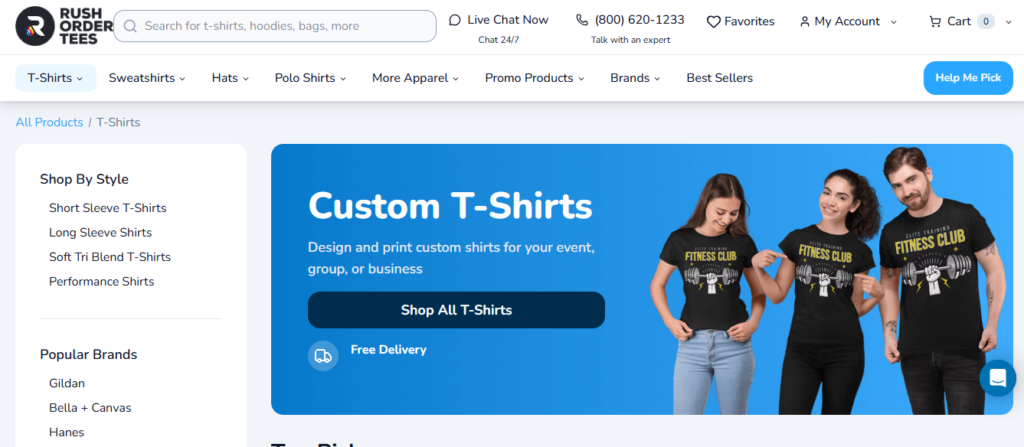 Fastest Custom Shirt Printing Company alternative RushOrderTees