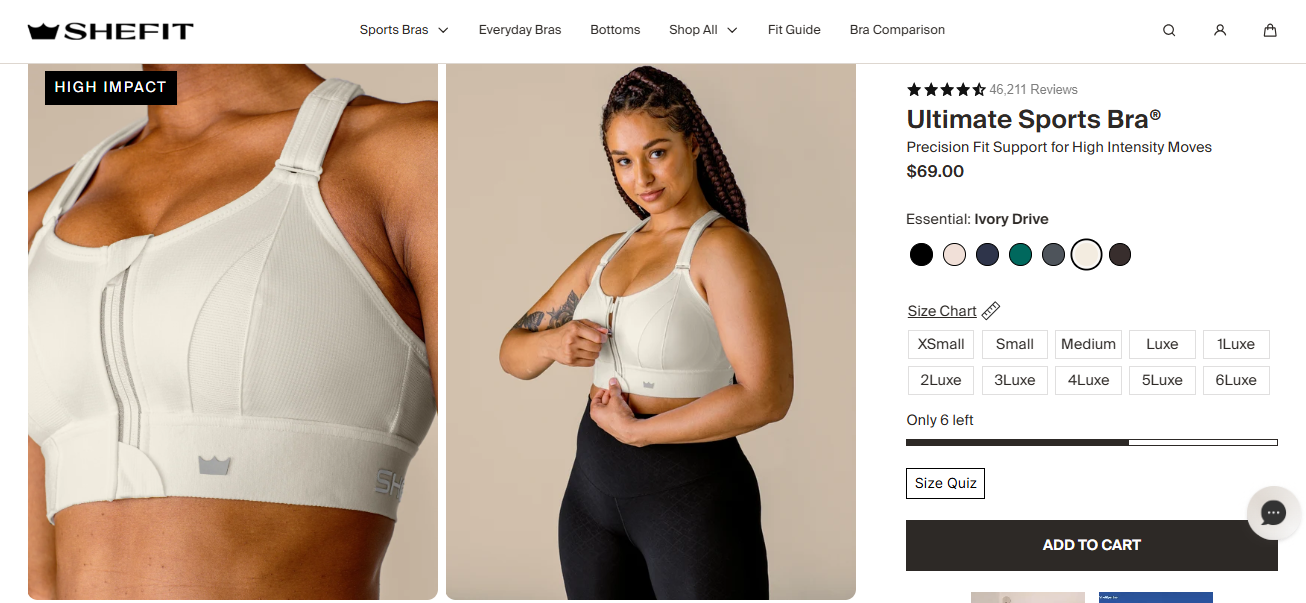 2. SHEFIT Ultimate Sports Bra: Best for Adjustable High-Impact Support